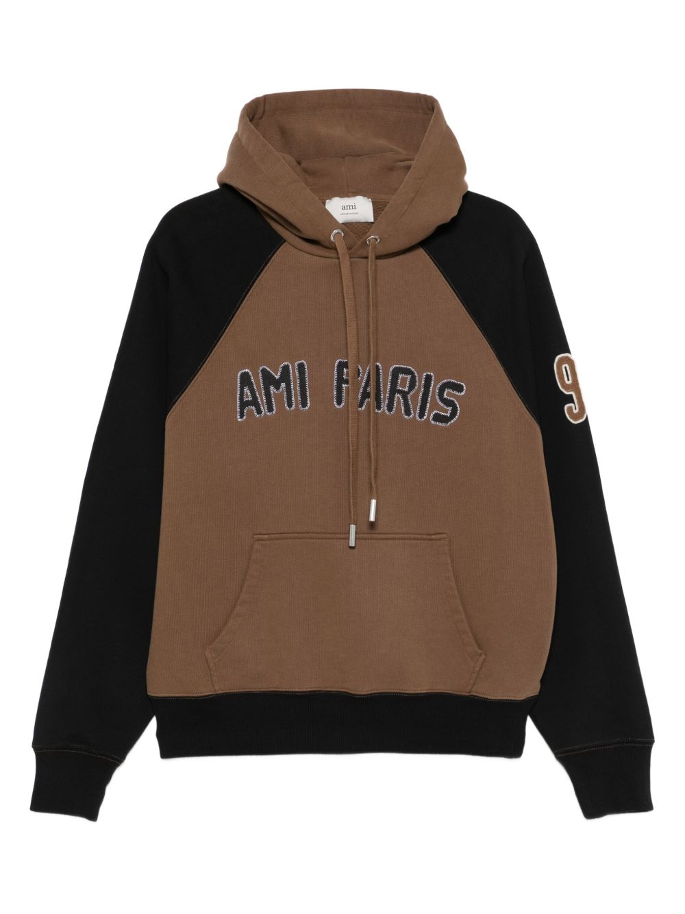 AMI Paris Colorblock Hoodie Bruin/Zwart Hoodies Ami Paris