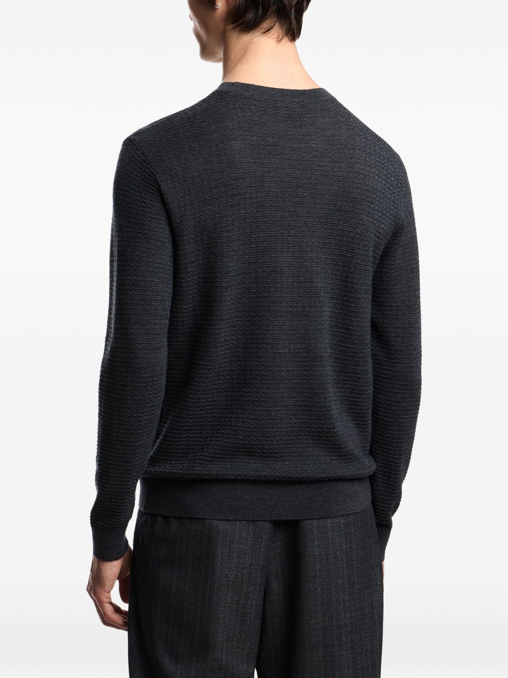 Emporio Armani Virgin wool sweater with raised jacquard pattern-4