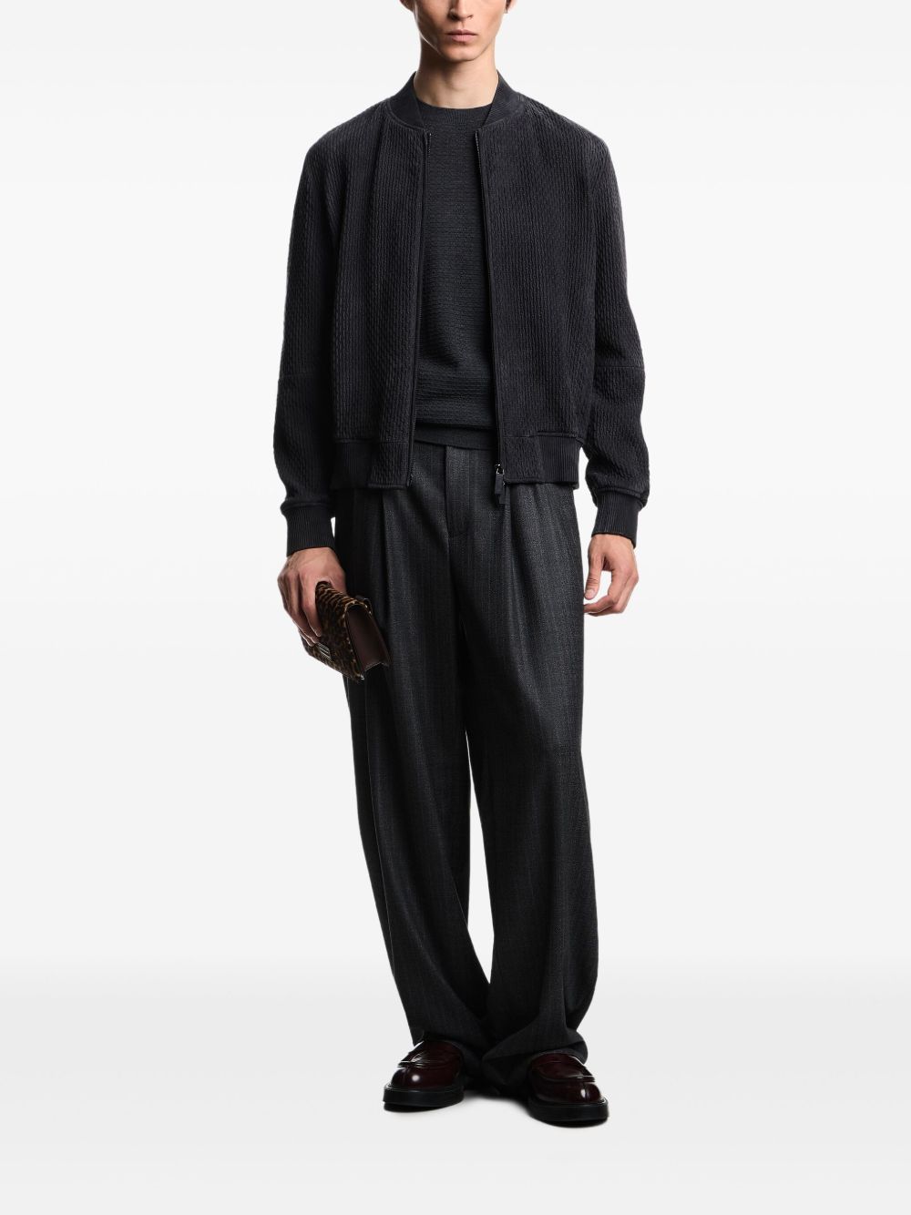 Emporio Armani Virgin wool sweater with raised jacquard pattern-5