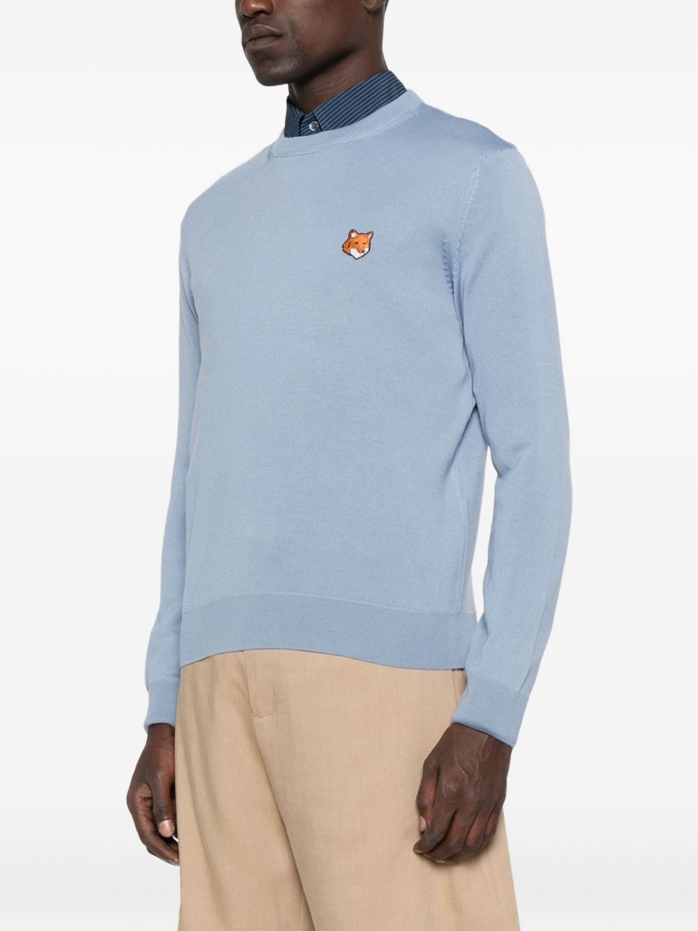 Maison Kitsuné Bold Fox Head Patch Regular Jumper Light Blue-thumbmail-3