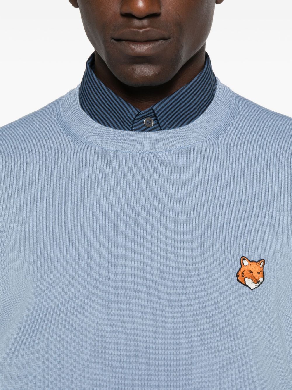 Maison Kitsuné Bold Fox Head Patch Regular Jumper Light Blue-thumbmail-5