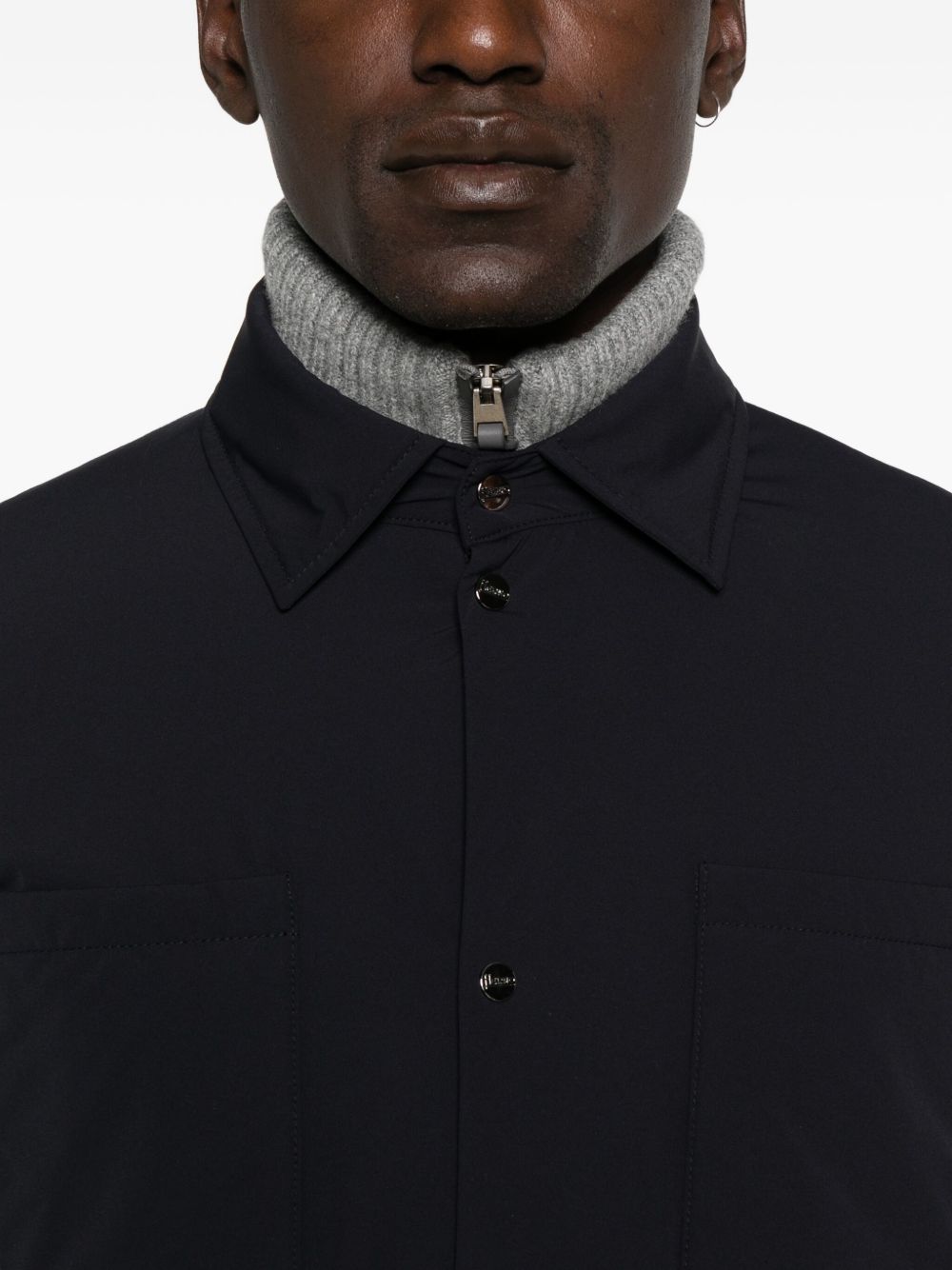 Herno Cotton Mix Knitted Sleeve Jacket Blue Jackets HERNO