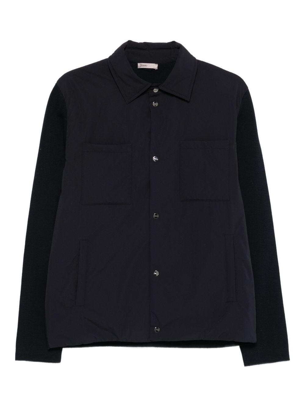 Herno Cotton Mix Knitted Sleeve Jacket Blue