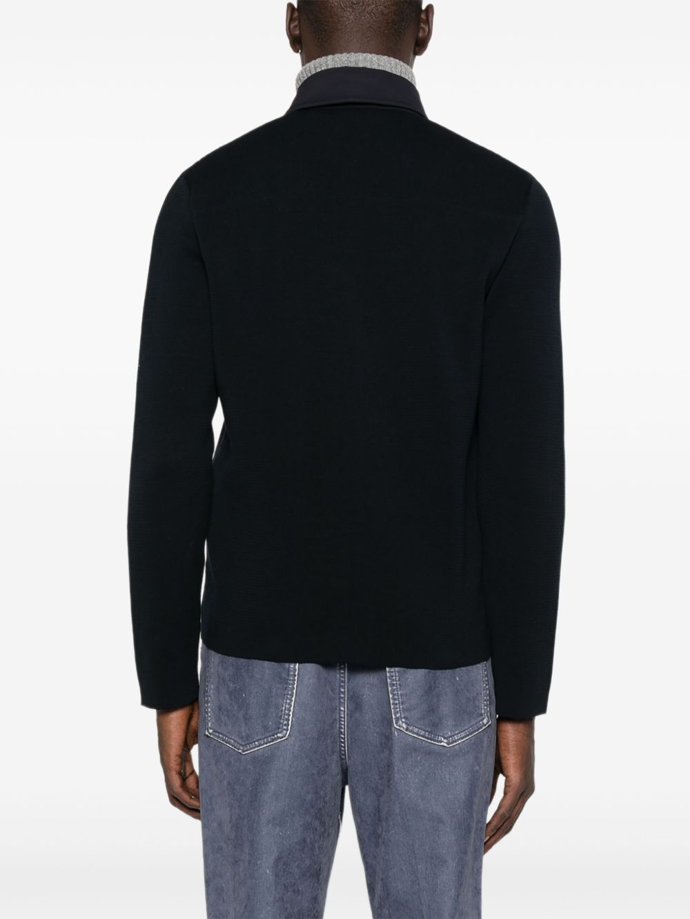 Herno Cotton Mix Knitted Sleeve Jacket Blue Jackets HERNO