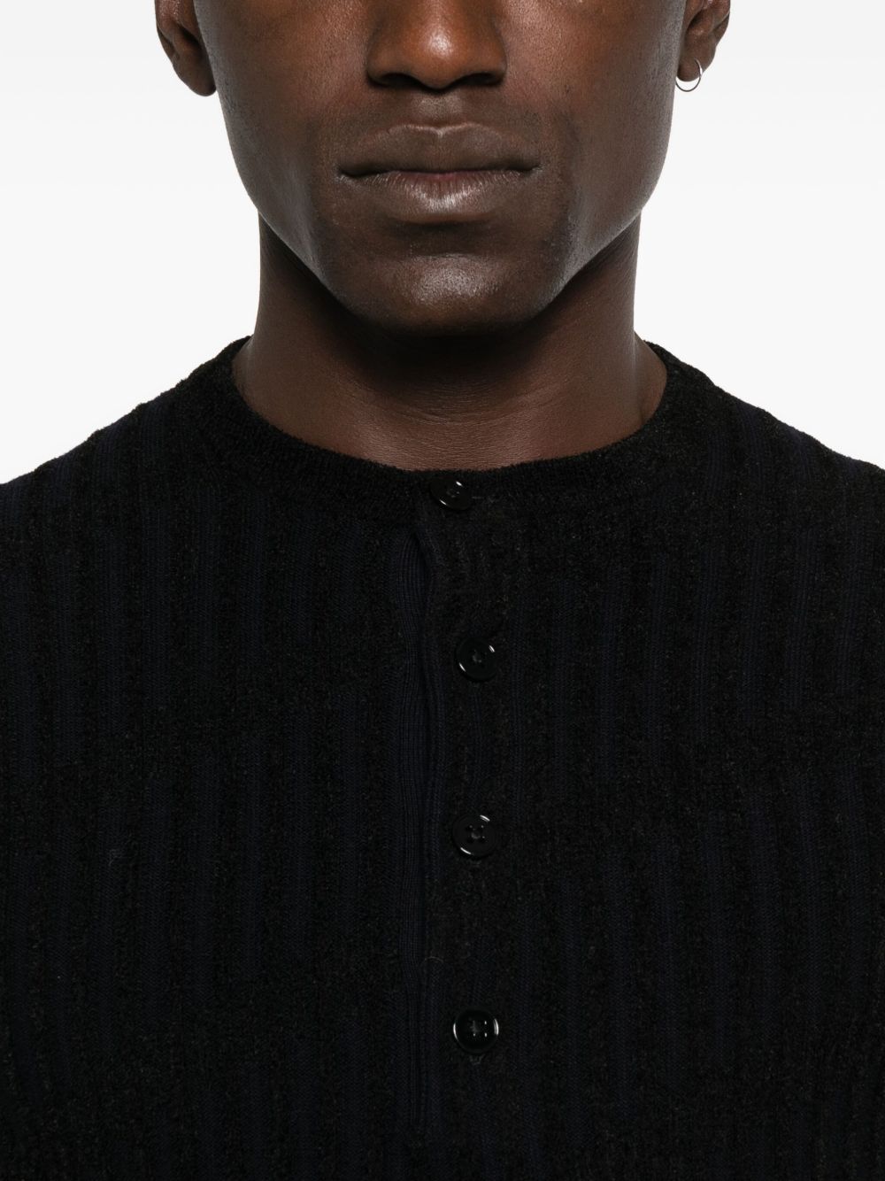 Emporio Armani Henley ribbed sweater-4