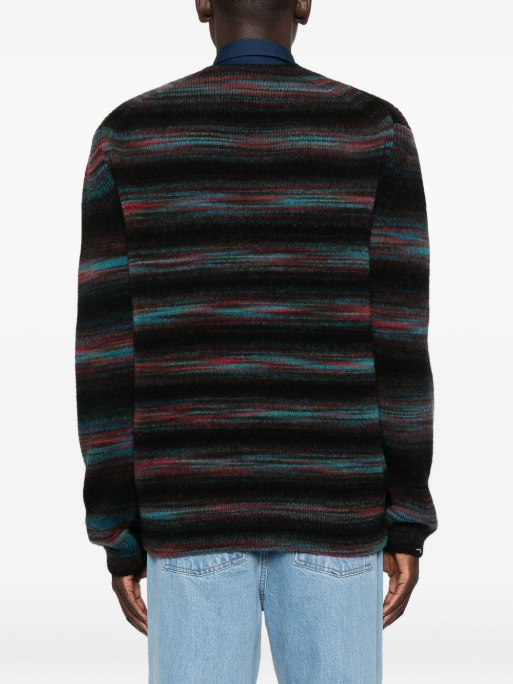 Paul Smith Multi Stripe Wool Blend Cardigan Black Topwear Paul Smith