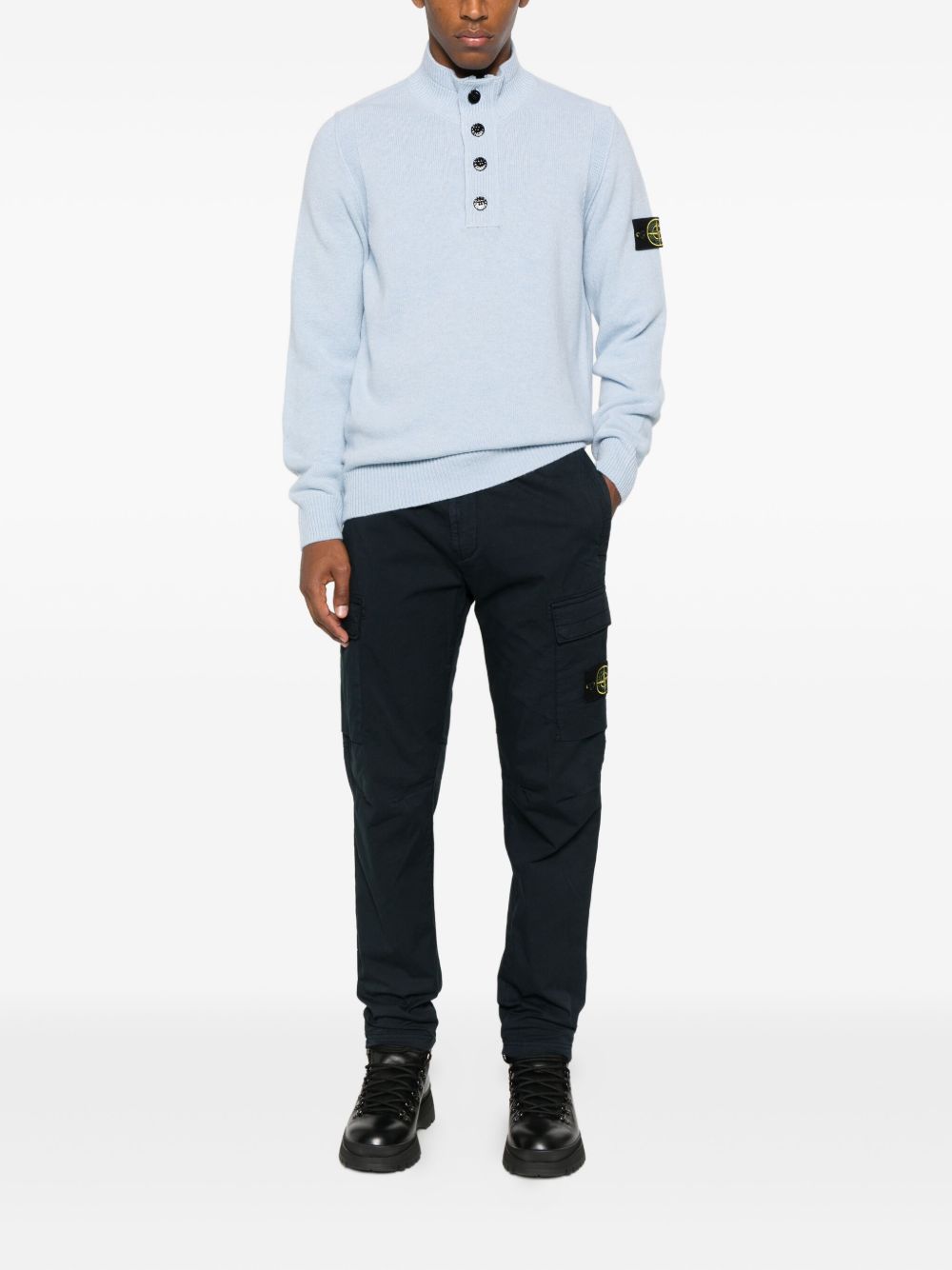 Stone Island logo patch Cotton cargo trousers-4