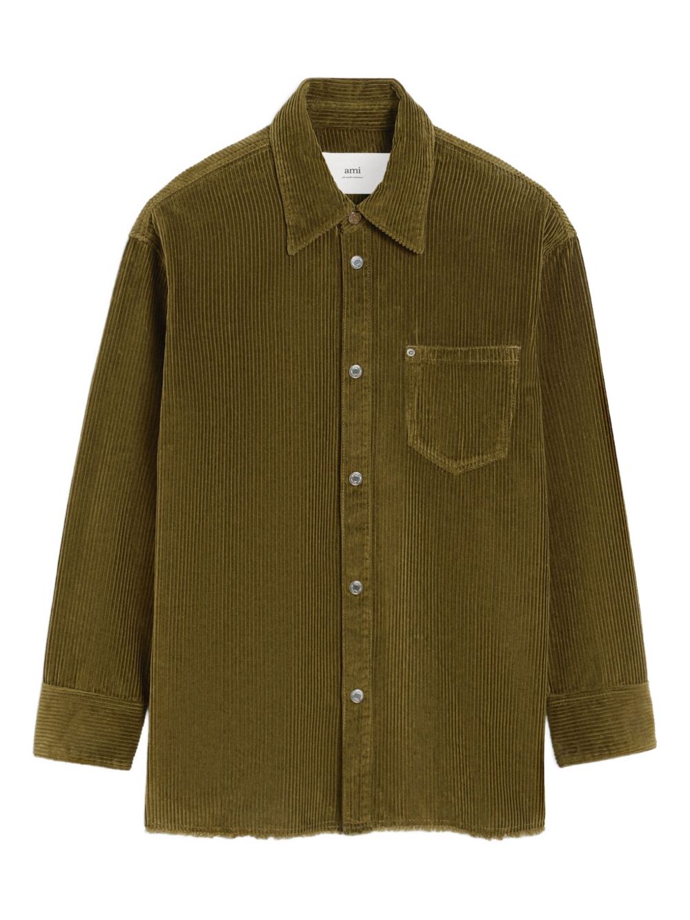 AMI Paris Side-Slit Katoenen Corduroy Overshirt Olijfgroen Shirts Ami Paris