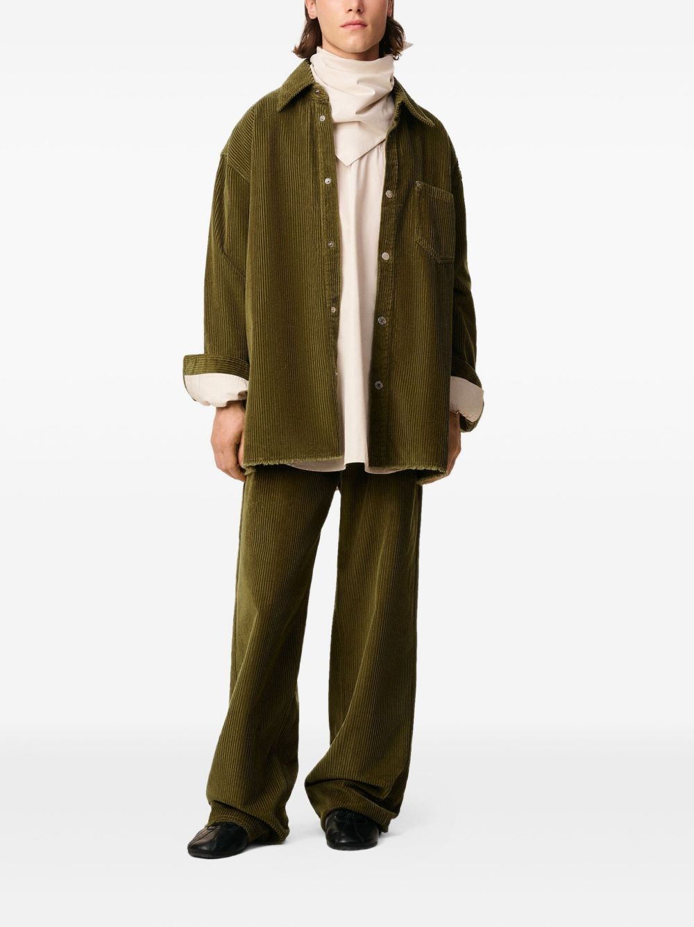 Ami Paris Corduroy Overshirt Olive Green Shirts Ami Paris