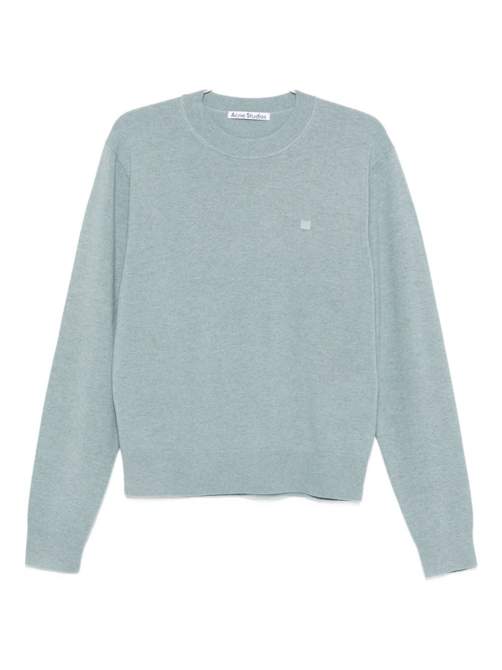 Acne Studios Nalon Face Wool Crewneck Sweater Clear Blue