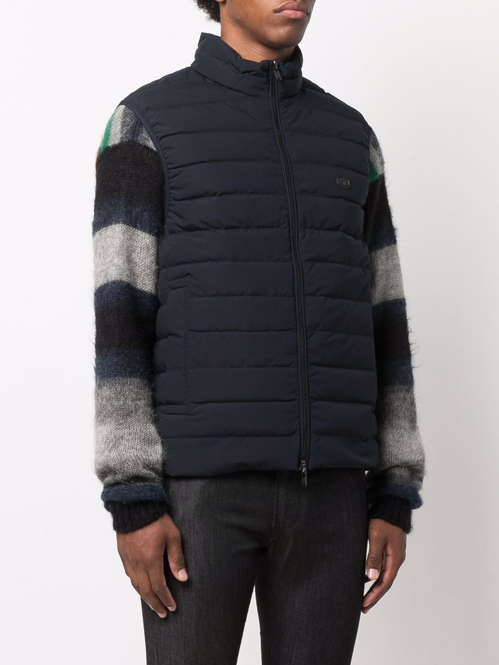 Emporio Armani marineblauwe donsbodywarmer, achteraanzicht