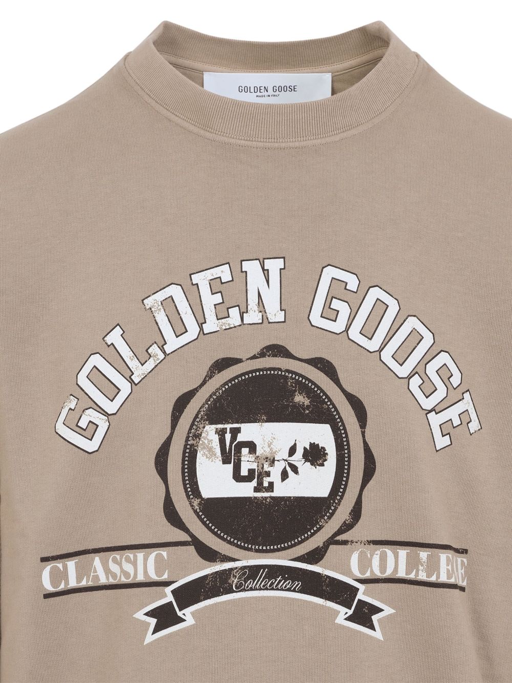 Golden Goose Crew-Neck Sweater with Logo on the Back Tobacco-thumbmail-3