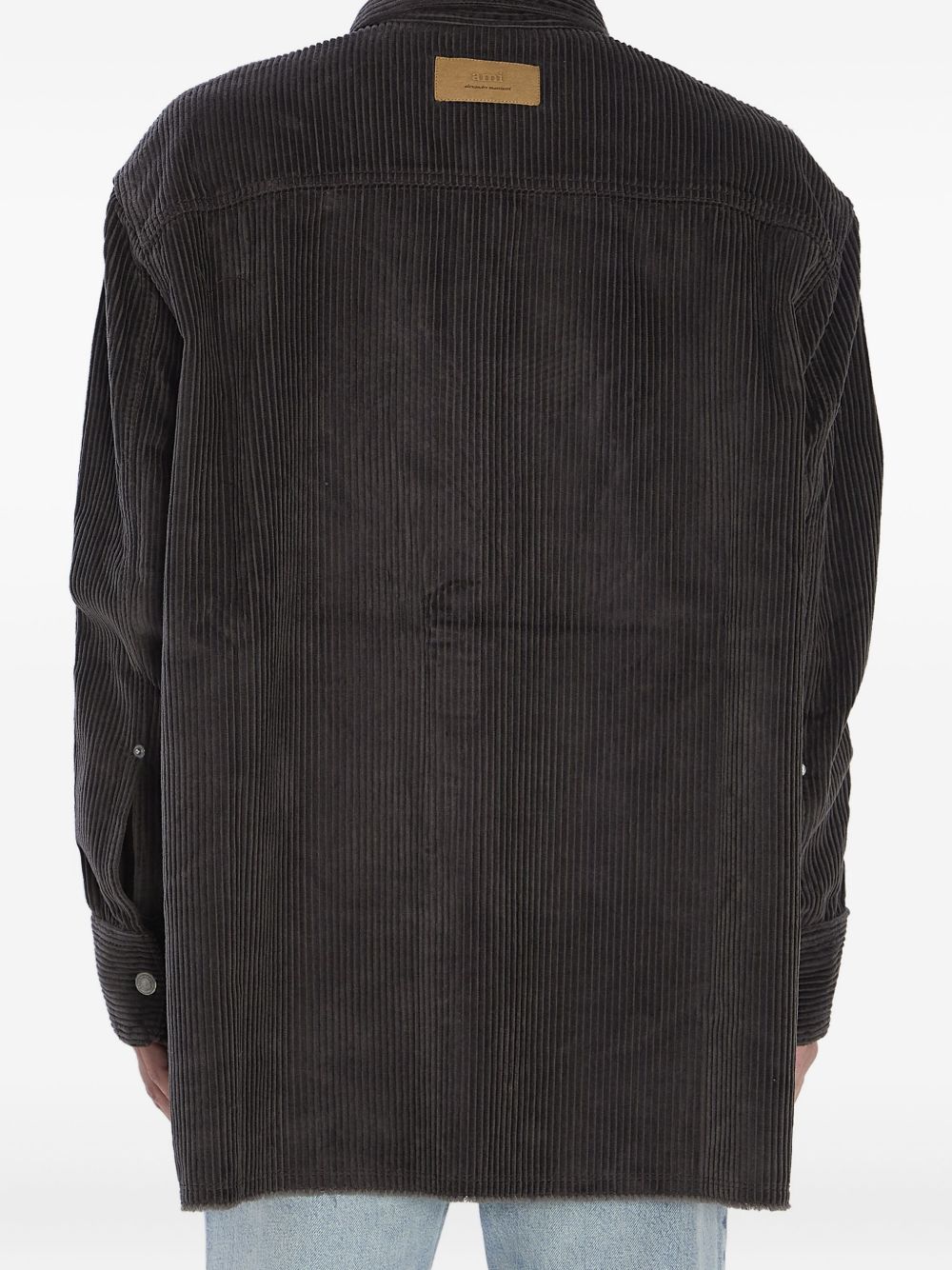 Ami Paris Oversized Corduroy Overshirt Anthracite Grey Shirts Ami Paris