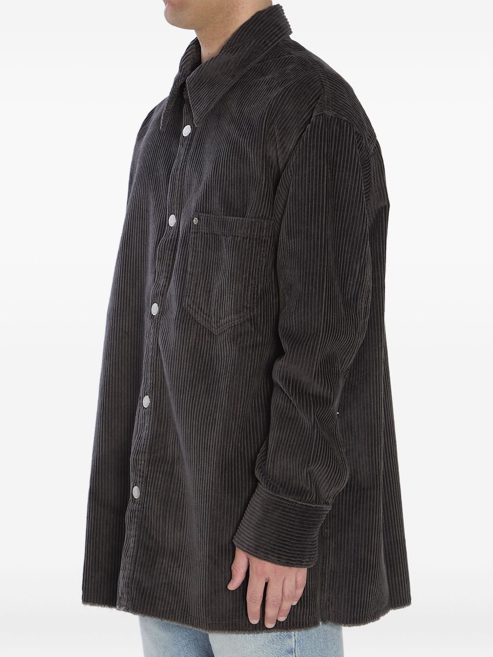 Ami Paris Oversized Corduroy Overshirt Anthracite Grey Shirts Ami Paris