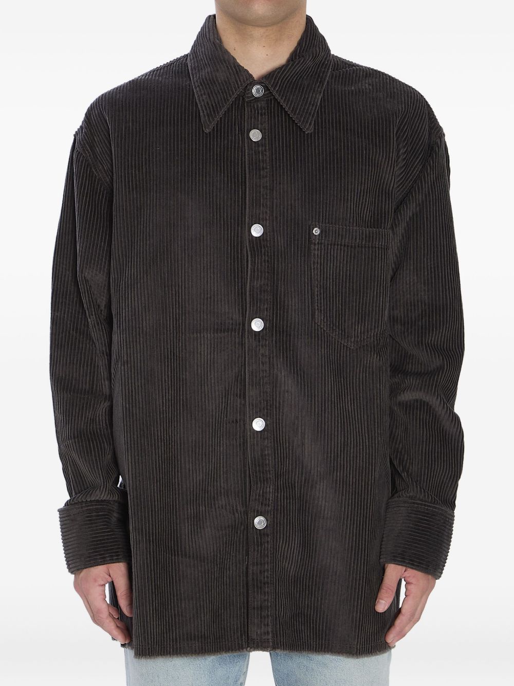 Ami Paris Oversized Corduroy Overshirt Anthracite Grey Shirts Ami Paris