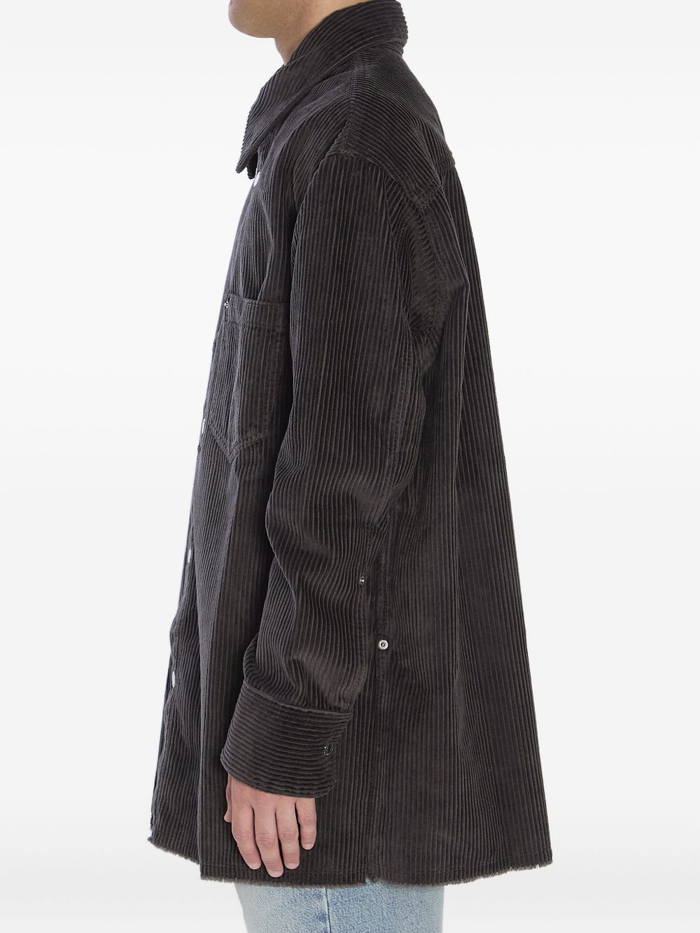 Ami Paris Oversized Corduroy Overshirt Anthracite Grey Shirts Ami Paris