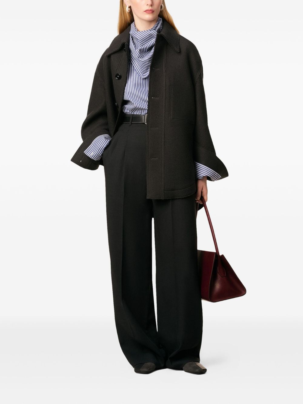AMI Paris Boiled Wool Gabardine Buttoned Overshirt Antracietgrijs Jackets Ami Paris