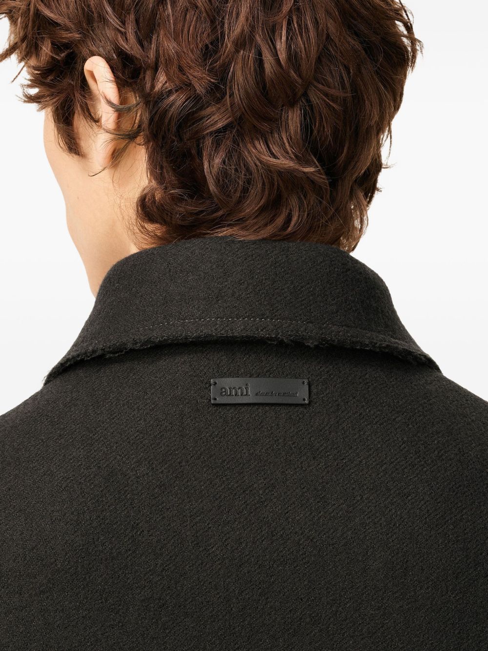 AMI Paris Boiled Wool Gabardine Buttoned Overshirt Antracietgrijs Jackets Ami Paris
