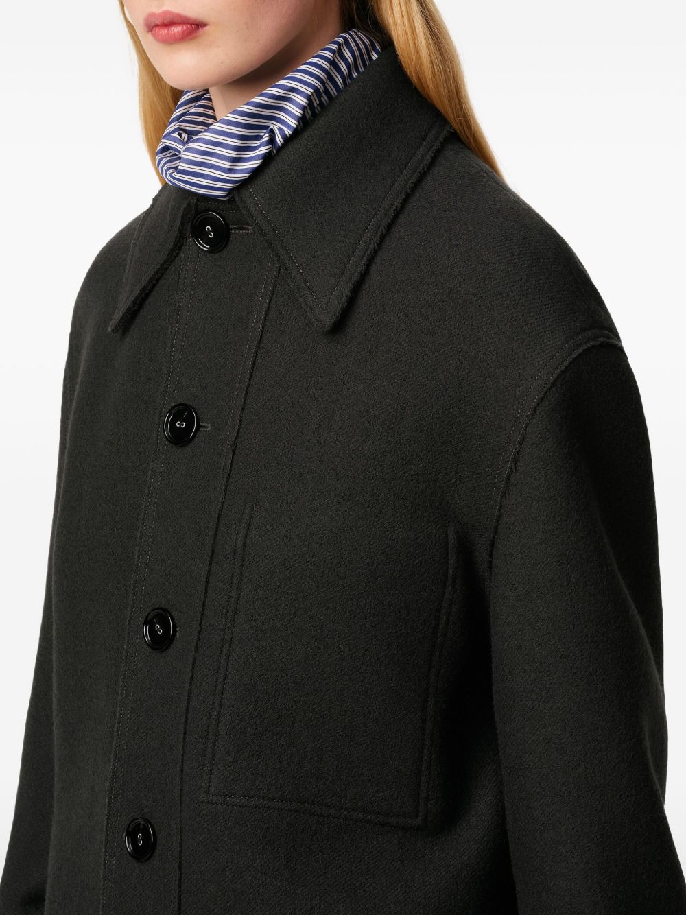 AMI Paris Boiled Wool Gabardine Buttoned Overshirt Antracietgrijs Jackets Ami Paris