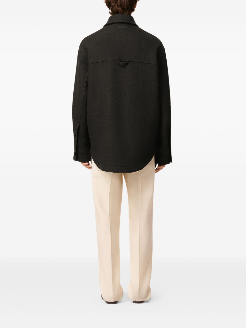 AMI Paris Boiled Wool Gabardine Buttoned Overshirt Antracietgrijs Jackets Ami Paris