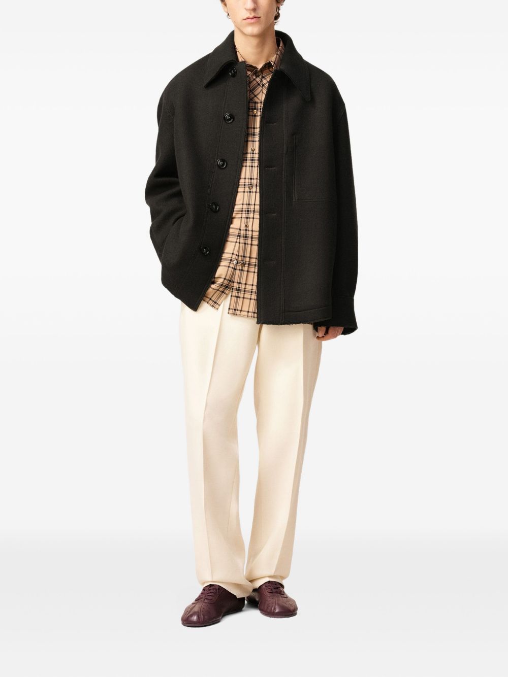 AMI Paris Boiled Wool Gabardine Buttoned Overshirt Antracietgrijs Jackets Ami Paris