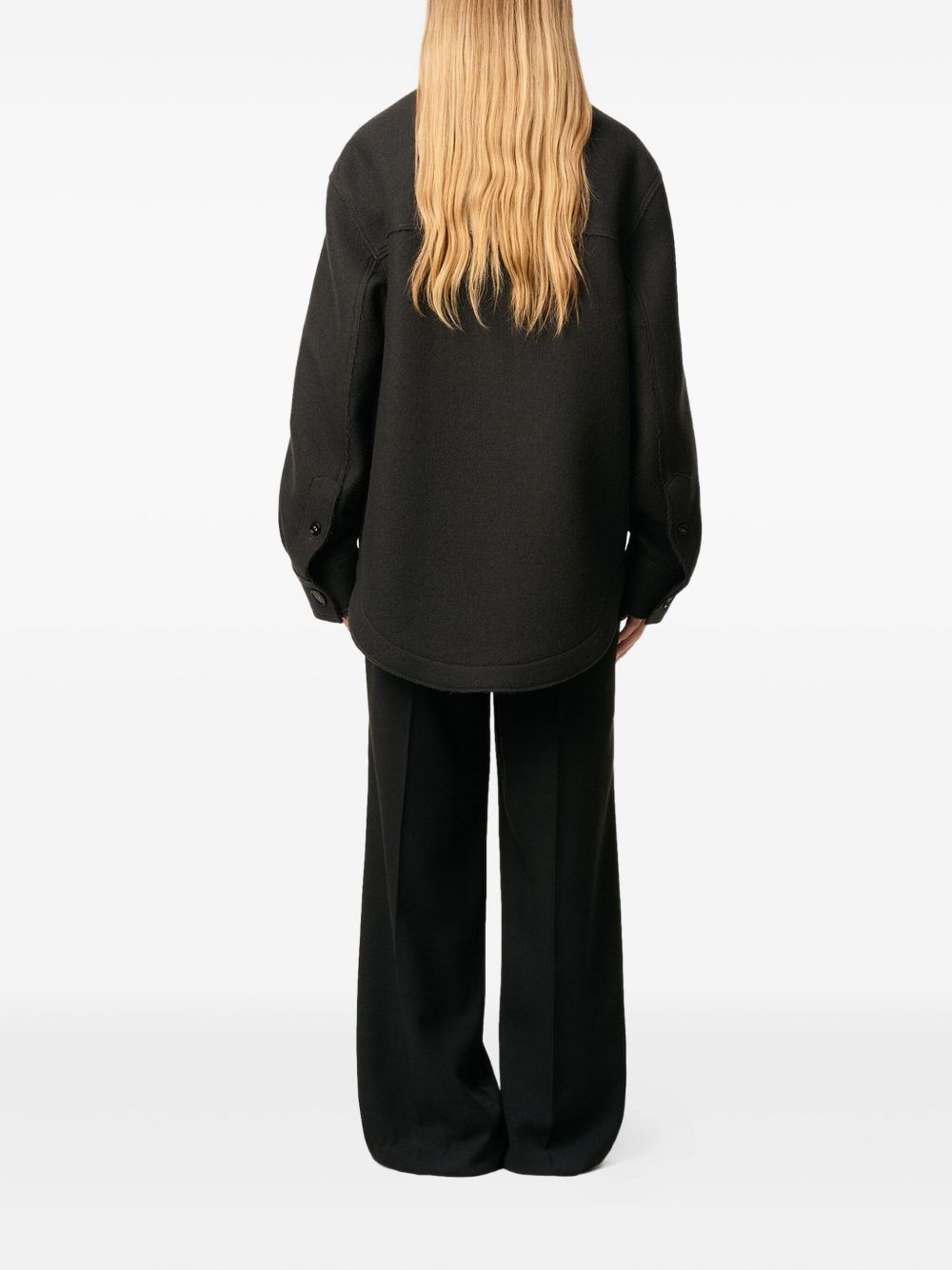 AMI Paris Boiled Wool Gabardine Buttoned Overshirt Antracietgrijs Jackets Ami Paris