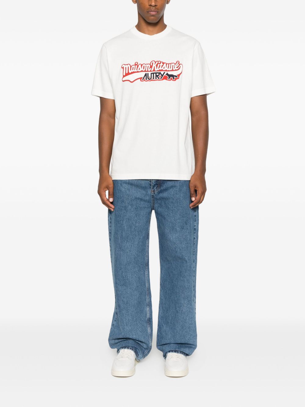 Autry x Maison Kitsuné Varsity T-shirt in wit, achteraanzicht
