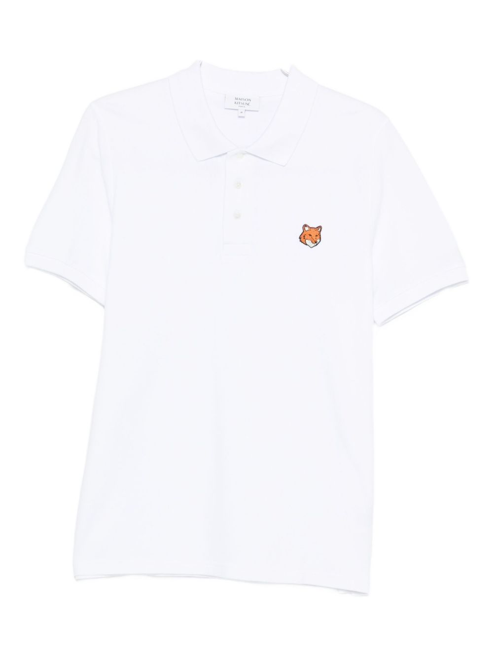 Maison Kitsuné Fox Head Geborduurd Katoen Piqué Polo Wit Topwear Maison Kitsuné