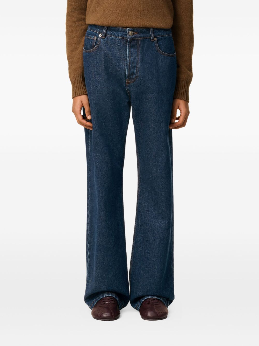 Ami Paris Wide Fit Cotton Twill Jeans Indigo Blue-thumbmail-5