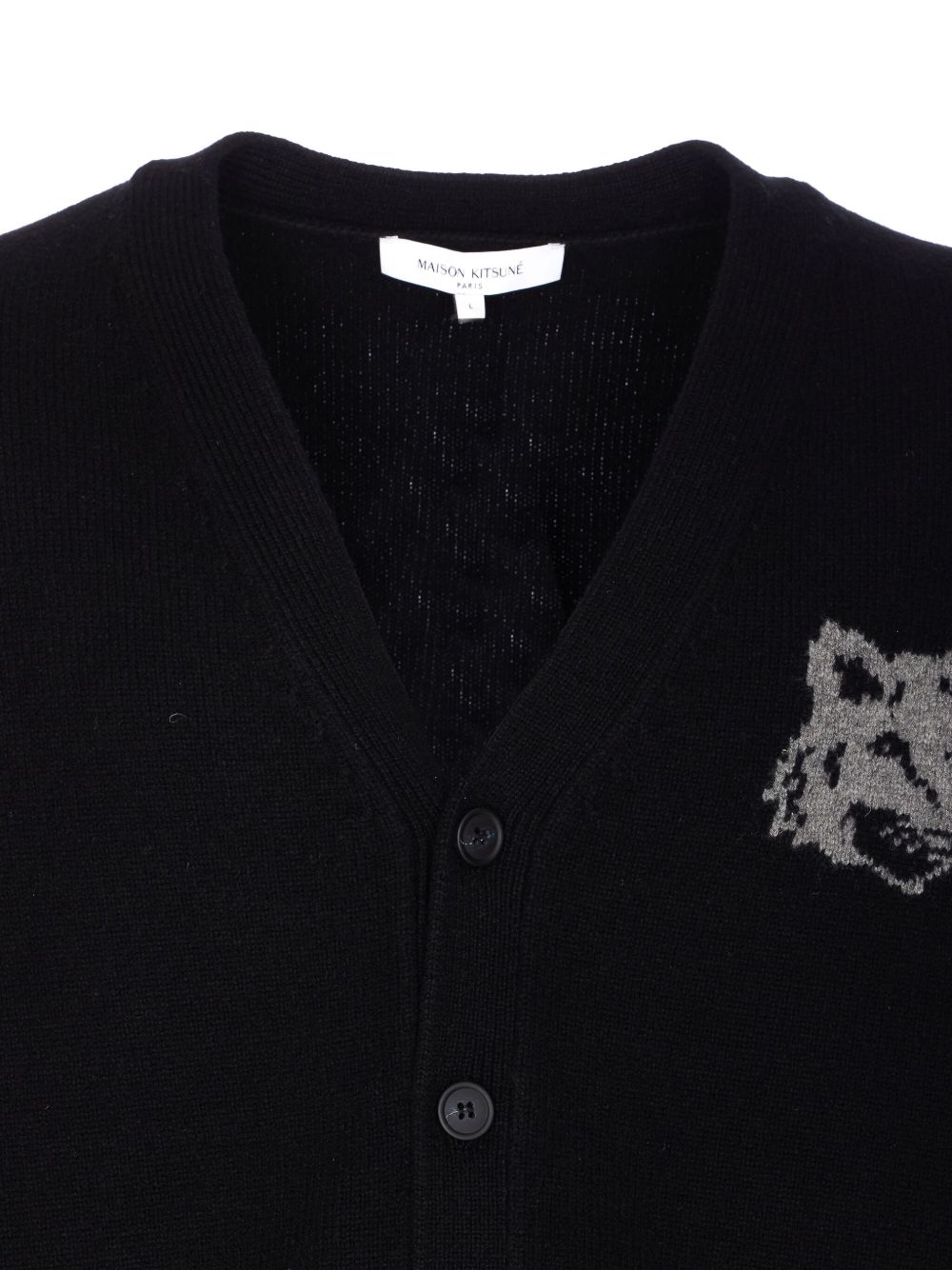 Maison Kitsuné Bold Fox Head Patch Cardigan Zwart-thumbmail-3