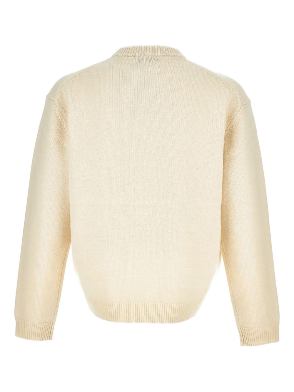 Maison Kitsuné Fox Head Intarsia Wollen Trui Lichtgrijs Mêlée – detail Fox Head-motief