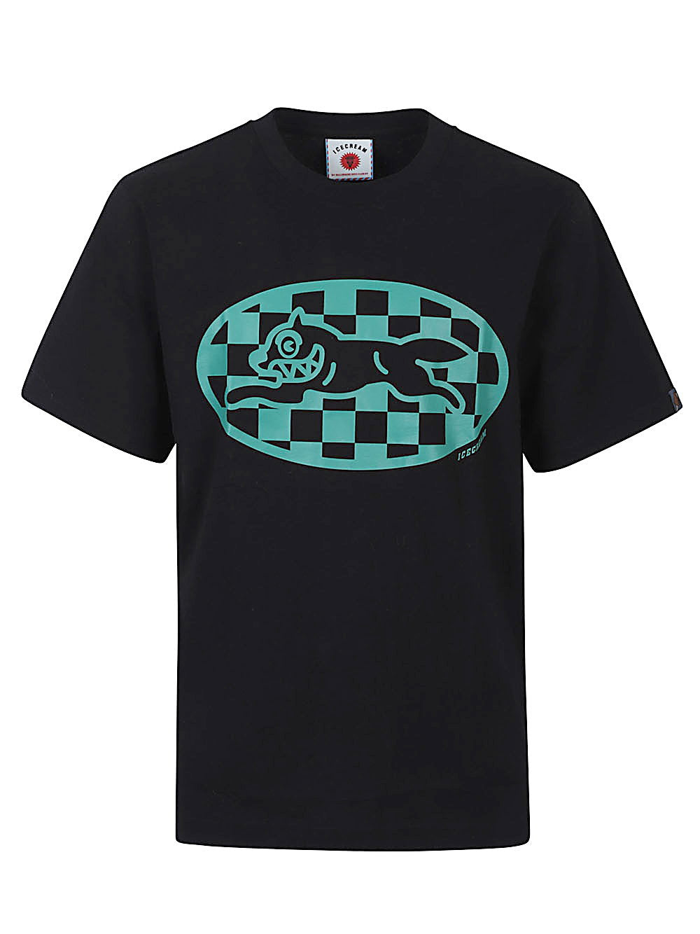 ICECREAM Checker Running Dog T-shirt Zwart T-shirts Icecream
