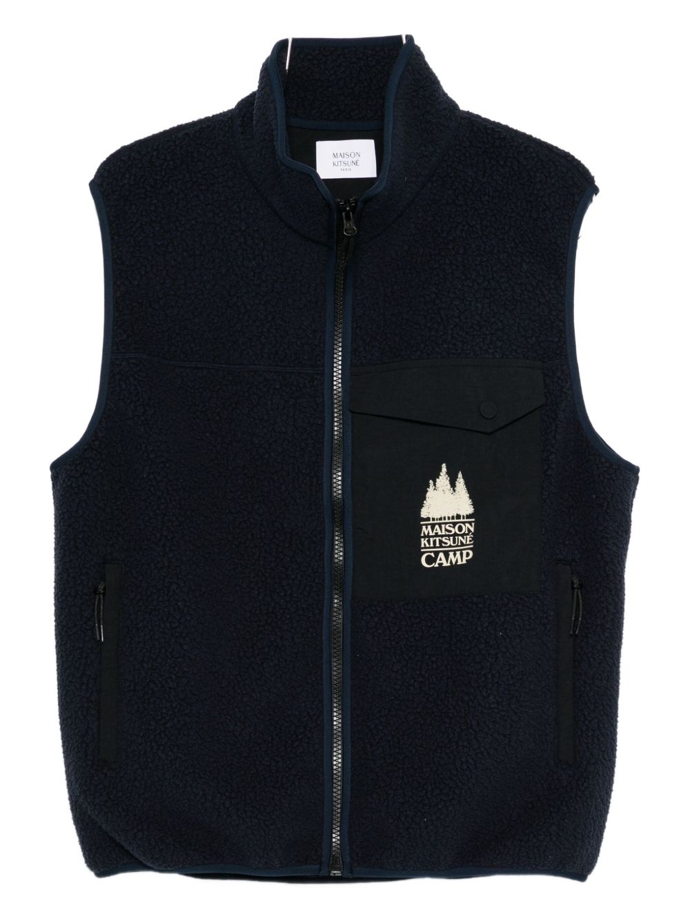 Maison Kitsuné Zip-Fastening Chest-Pocket Gilet Navy Blue