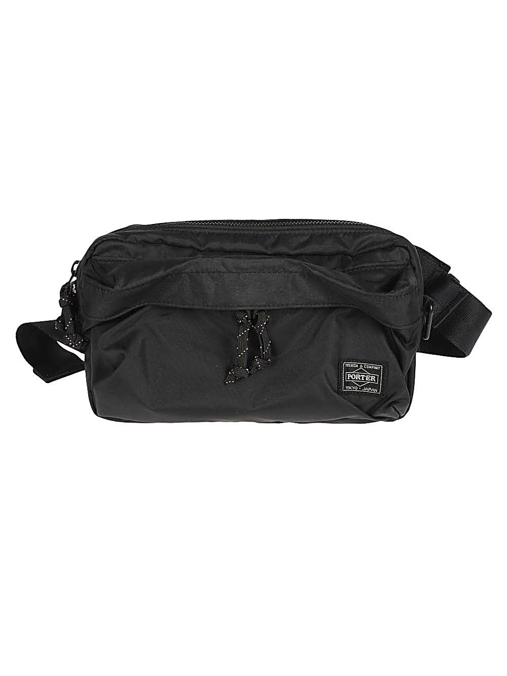 Porter Force 2Way Waist Bag In Black Nylon Twill