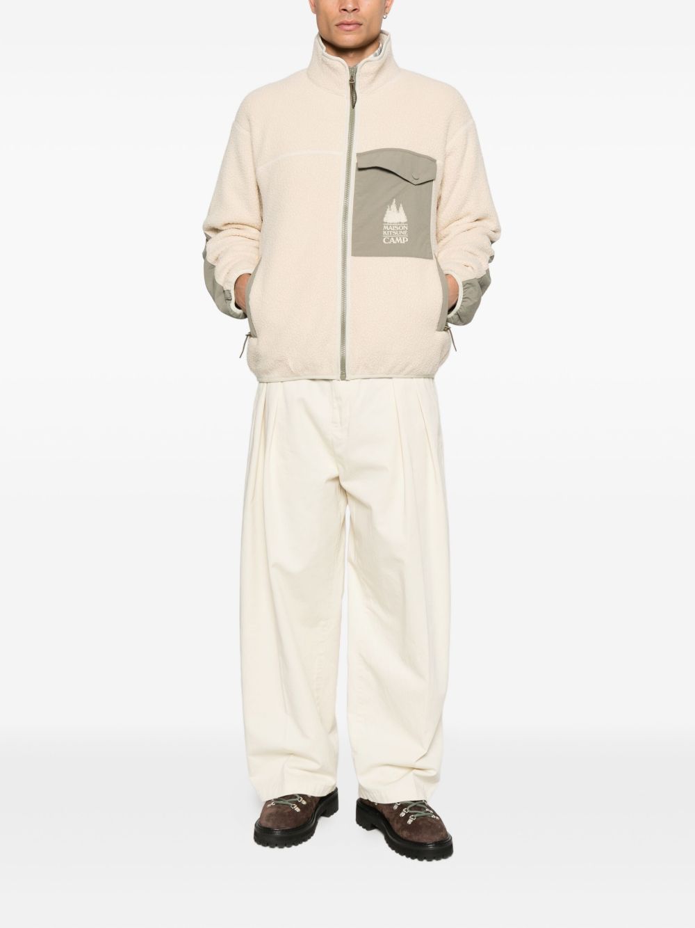 Maison Kitsuné Casual Fleece Jack Lichtbeige Polyester Jackets Maison Kitsuné