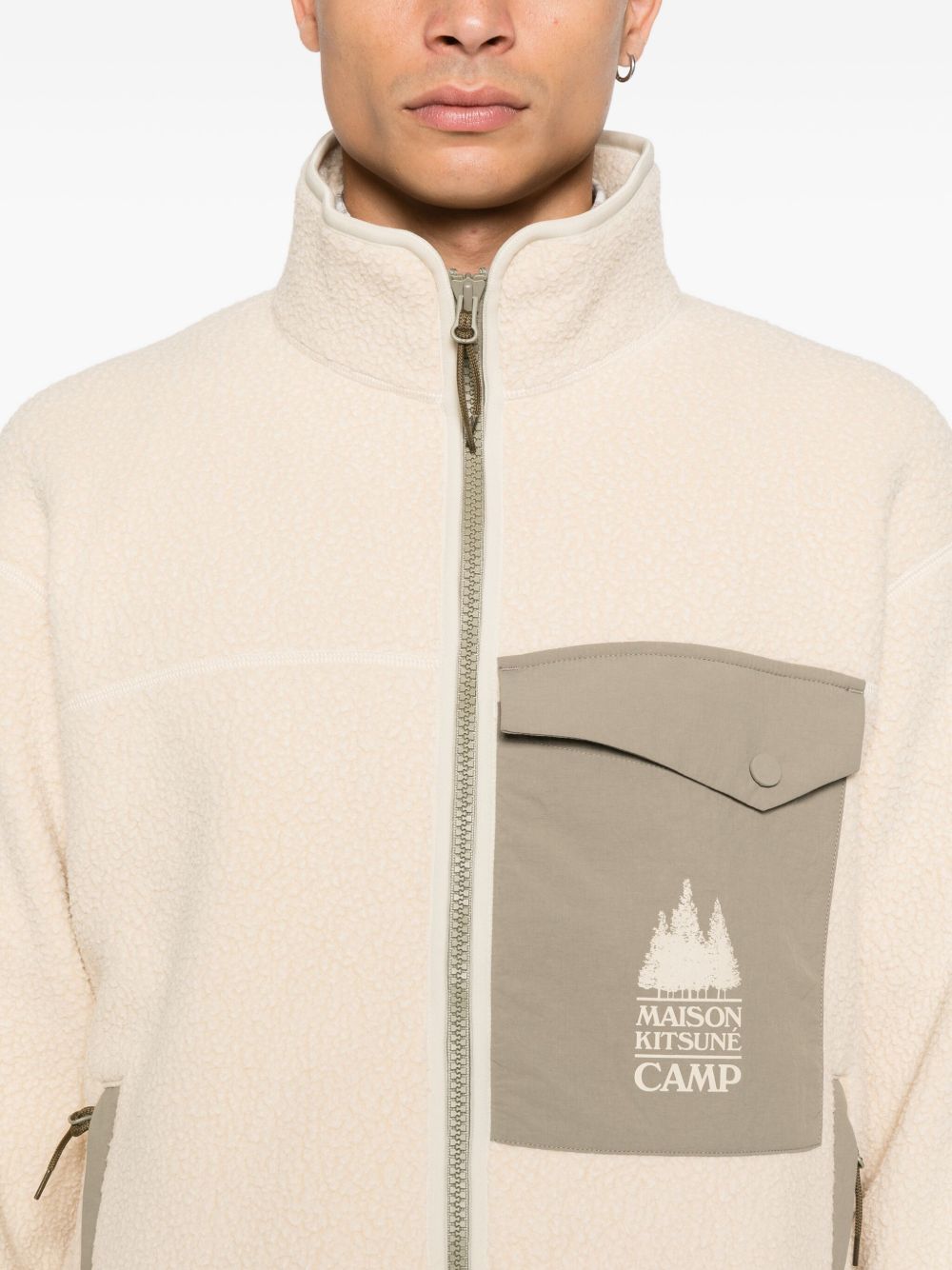 Maison Kitsuné Casual Fleece Jack Lichtbeige Polyester Jackets Maison Kitsuné