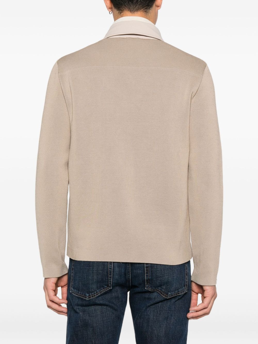 Herno Pocket Panelled Overshirt met Gebreide Mouwen Beige-thumbmail-5