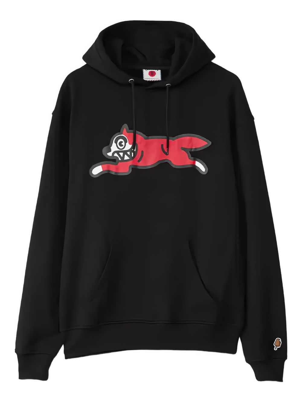 ICECREAM Running Dog Popover Hoodie met Kangoeroezak Zwart Topwear Icecream
