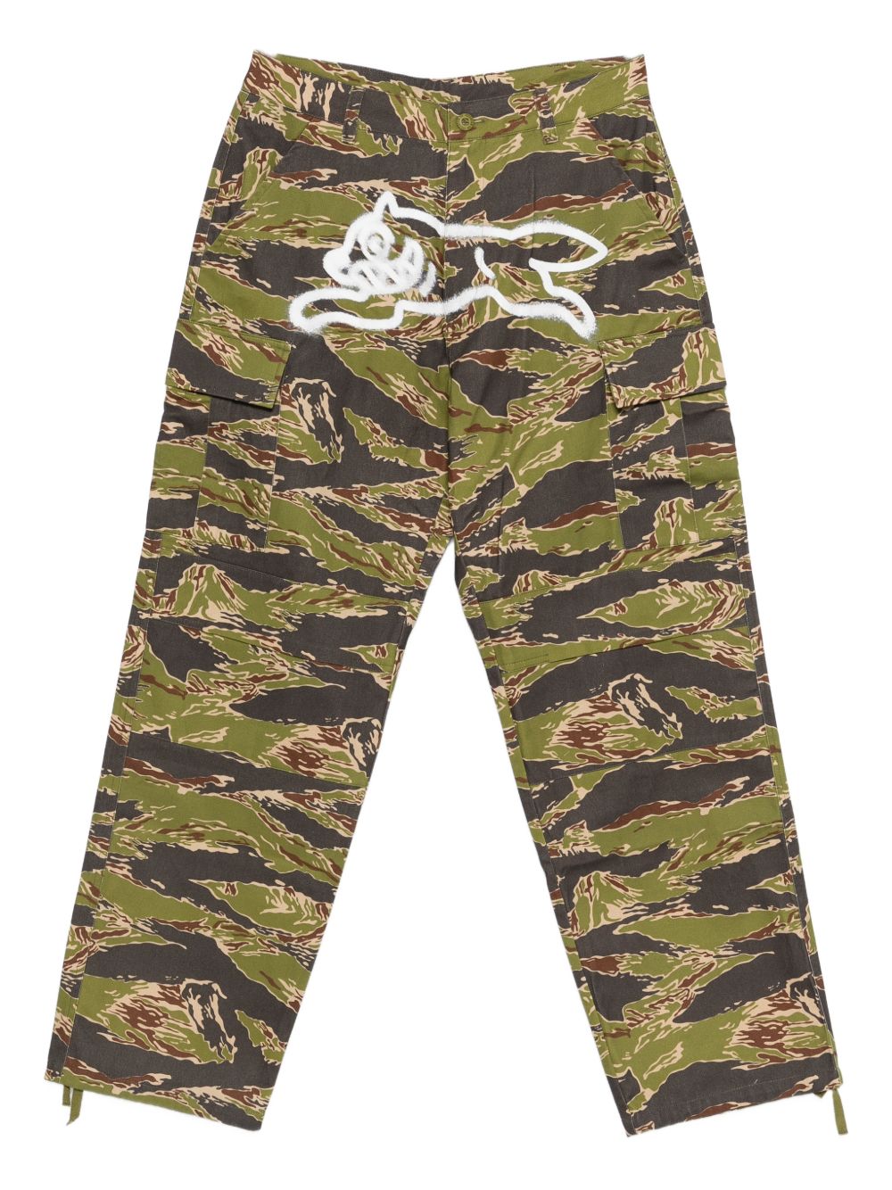Icecream Tiger Stripe Camo Cargobroek met Running Dog-Print Groen-Bruin Trousers Icecream