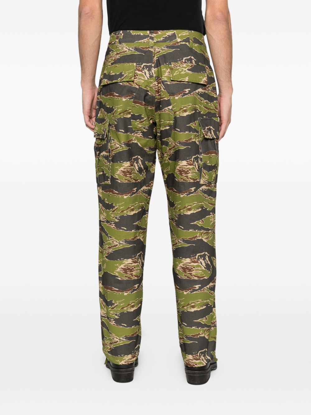 Icecream Tiger Stripe Camo Cargobroek met Running Dog-Print Groen-Bruin Trousers Icecream