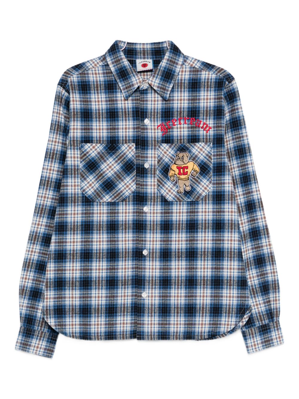 Icecream Mascot Check Oversized Flanellen Overhemd Blauw Shirts Icecream
