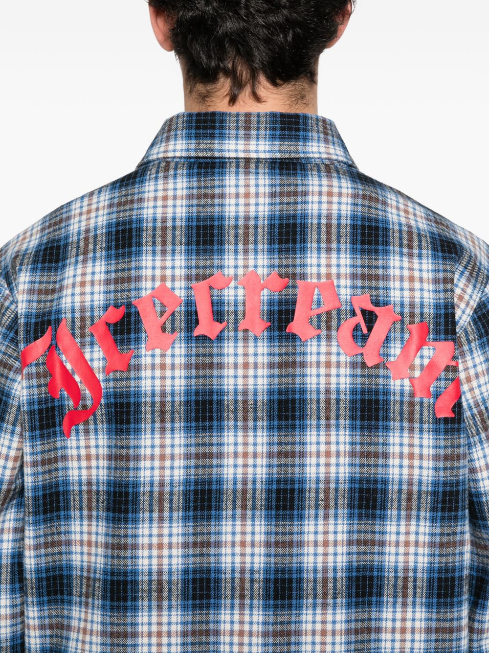 Icecream Mascot Check Oversized Flanellen Overhemd Blauw Shirts Icecream