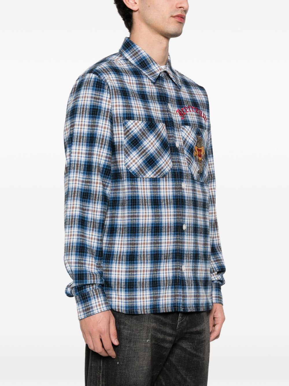 Icecream Mascot Check Oversized Flanellen Overhemd Blauw Shirts Icecream