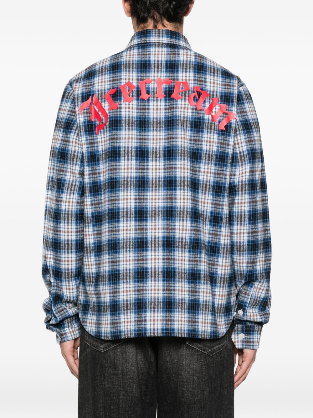 Icecream Mascot Check Oversized Flanellen Overhemd Blauw Shirts Icecream