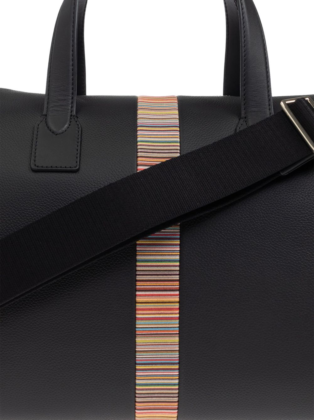 Paul Smith Black Leather 'Signature Stripe' Trim Day Holdall-3