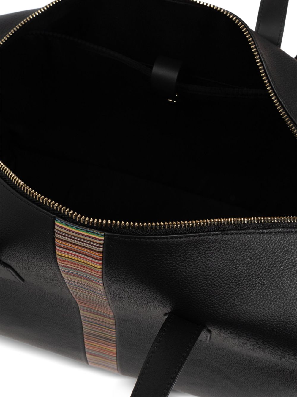 Paul Smith Black Leather 'Signature Stripe' Trim Day Holdall-6