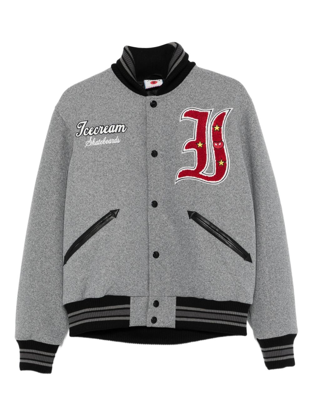 Icecream Mascot Varsity Jacket met Chenille Patch Grijs Jackets Icecream