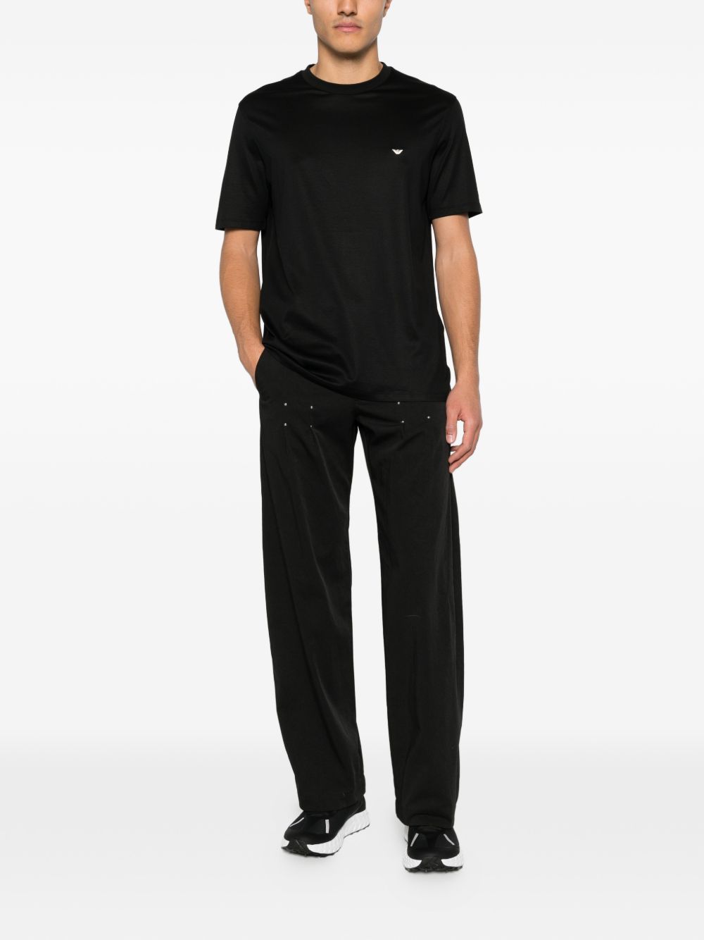 Emporio Armani zwart T-shirt, achteraanzicht met ribbelboord
