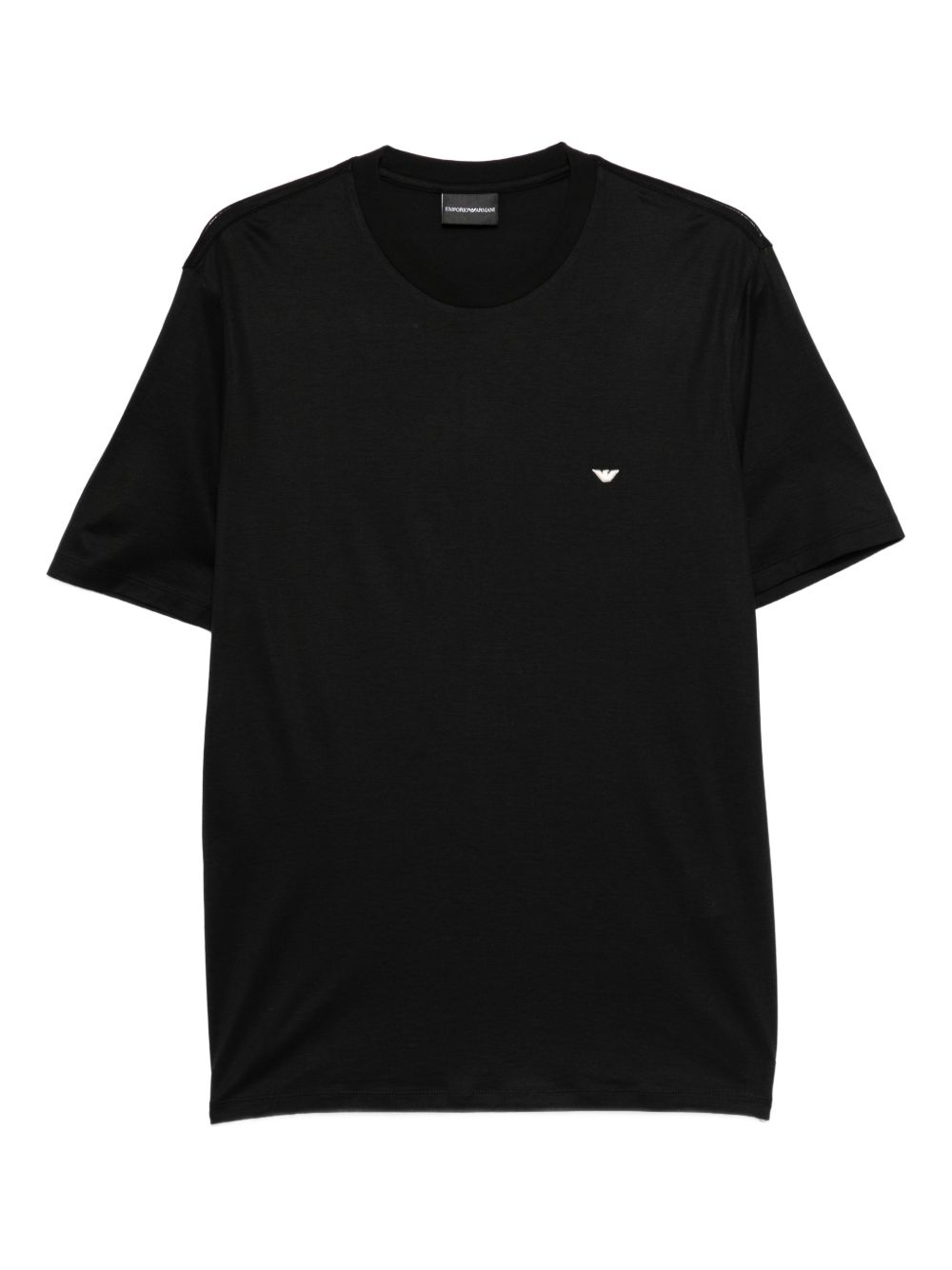Emporio Armani zwart T-shirt lyocell-katoen met tonaal logo, vooraanzicht