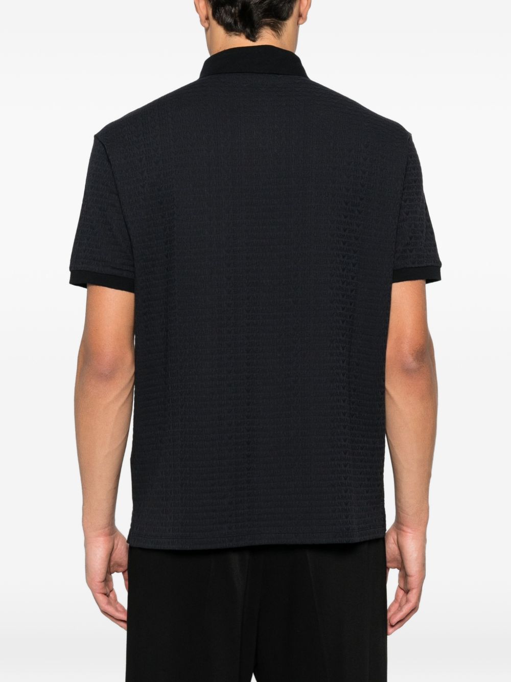 Emporio Armani Jacquard Lettering Jersey Polo Zwart-thumbmail-4